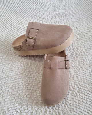 Mules plateforme taupe